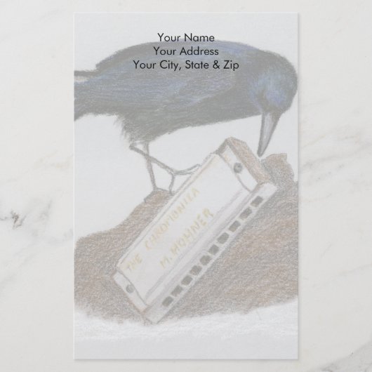 Crow en Harmonica Briefpapier (Voorkant)