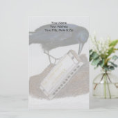 Crow en Harmonica Briefpapier (Staand voorkant)