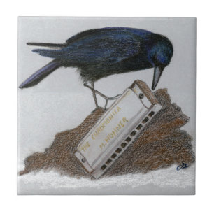 Crow en Harmonica Tegeltje