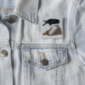Crow en Harmonica Vierkante Button 5,1 Cm (In situ)