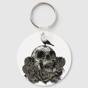 Crow en schedel sleutelhanger