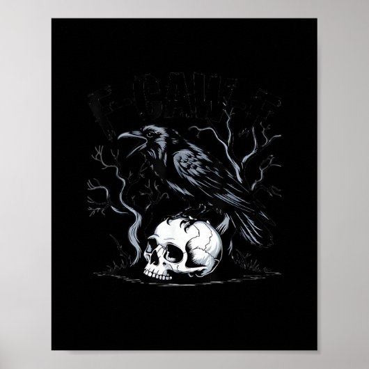 Crow, F-Caw-F Funny Bird Moon Gothic Adult Humor Poster (Voorkant)