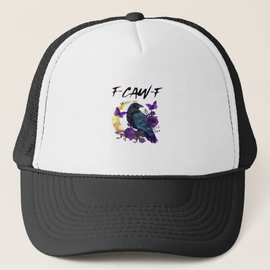 Crow F Caw F Funny Bird Moon Gothic Design Trucker Pet (Voorkant)