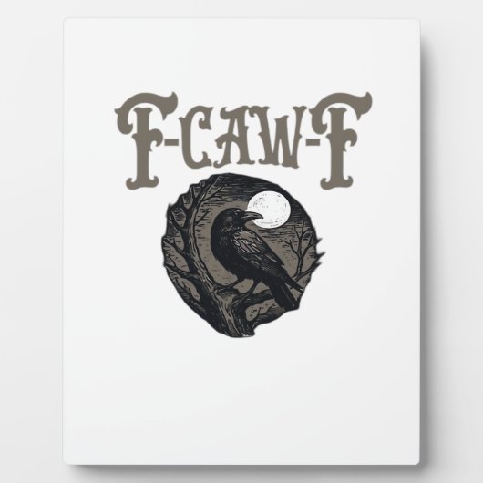 Crow, F-Caw-F Funny Bird Moon Gothic Retro Graphic Fotoplaat (Voorkant)