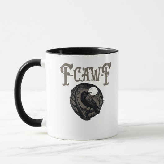 Crow, F-Caw-F Funny Bird Moon Gothic Retro Graphic Mok (Links)