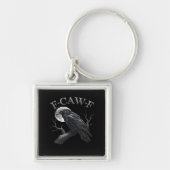 Crow F-Caw-F Funny Bird Moon Retro Classic Sleutelhanger (Voorkant)
