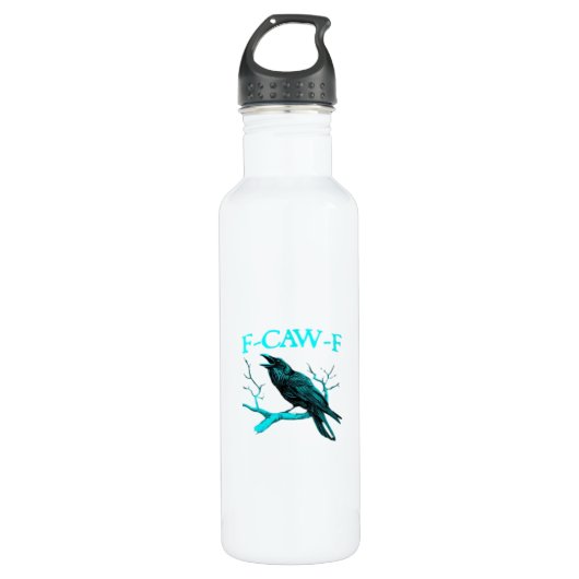 Crow F-Caw-F Funny Bird Retro Waterfles (Voorkant)