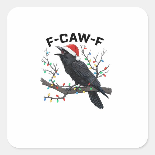 Crow F-Caw-F Funny Retro Christmas Lights Santa Ha Vierkante Sticker (Voorkant)
