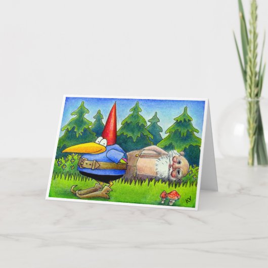 Crow Gnome kerstkaart Feestdagen Kaart (Voorkant)