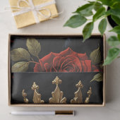 Crow Gold Crown Red Roses Decoupage Tissuepapier (Geschenk)