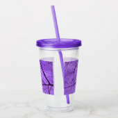 Crow in Black Silhouette Tree Branches Paarse sky Acryl Drinkbeker (Links)