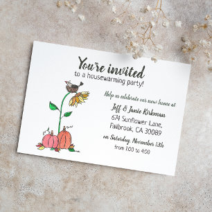 Crow in Nest met Pumpkins Herfst Housewarming Part Aankondiging