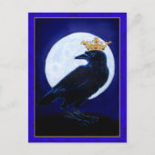 Crow King of Queen met Moon en crown briefkaart (Voorkant)