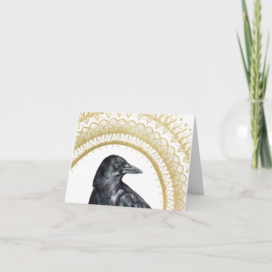 Crow Mandala Folded Note Kaart (Voorkant)
