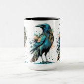 Crow Mystic - Black Raven Illustration - Crow Mug (Centre)