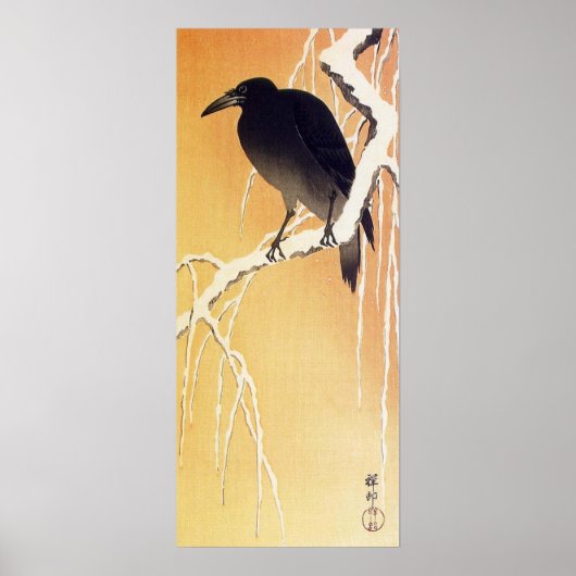 Crow on a Branch van Ohara Koson  Poster (Voorkant)