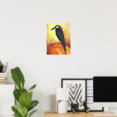 Crow on Pumpkin Poster beroemd gemaakt door Liz Re (Thuiskantoor)