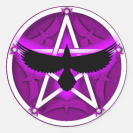 Crow Pentacle - Paarse Ronde Sticker