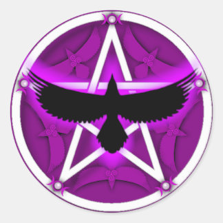 Crow Pentacle - Paarse Ronde Sticker