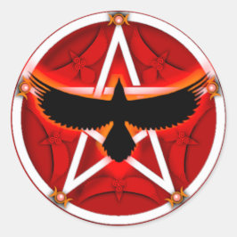 Crow Pentacle - Rood Ronde Sticker