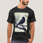 Crow Perched on Bare Winter Branches T-shirt (Voorkant)