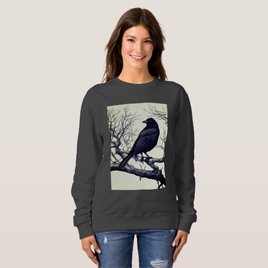 Crow Perched on Bare Winter Branches Trui (Voorkant volledig)