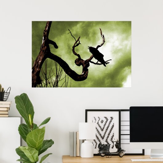 Crow Perching On A Dead Tree Branch Poster (Bureau à domicile)