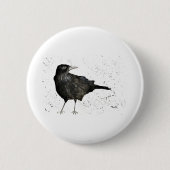Crow raven bird button (Voorkant)