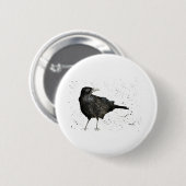 Crow raven bird button (Voorkant /achterkant)
