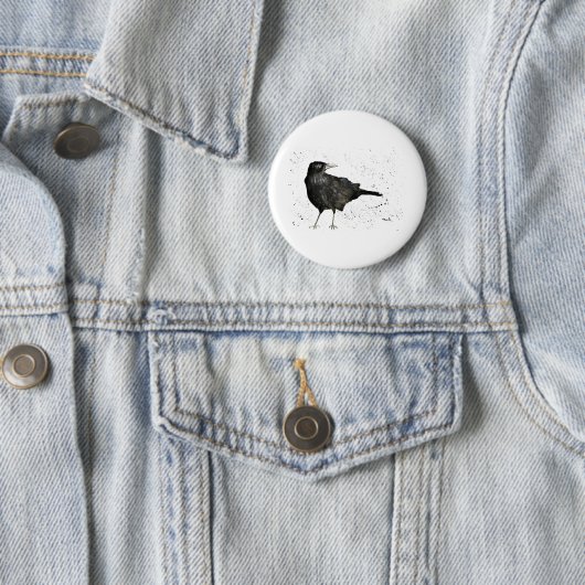 Crow raven bird button (In situ)