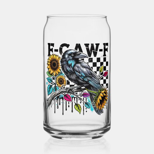 Crow Raven F-CAW-F Funny Halloween Blikvorm Glas (Achterkant)