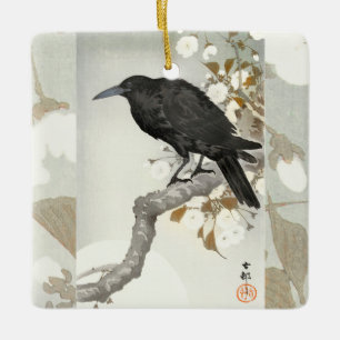 Crow Raven Koson Japanese Bird Keramisch Ornament