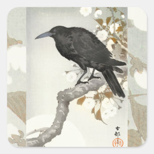 Crow Raven Koson Japanese Bird Vierkante Sticker