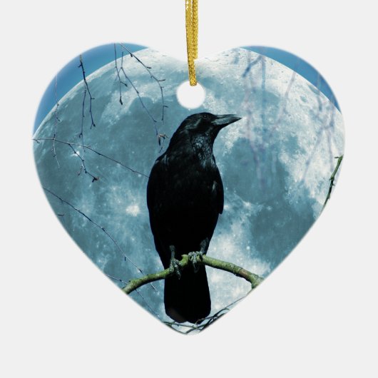Crow Raven Moon Night Gothic Fantasy Stunning Keramisch Ornament (Voorkant)