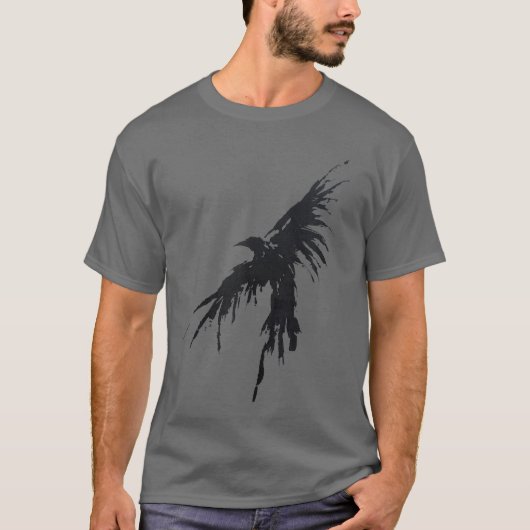 Crow Raven Shirt Distressed Flying Bird Crow T-shi (Voorkant)