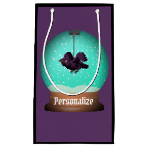 Crow Snow wereldbol raven herfst Unieke paarse got Klein Cadeauzakje