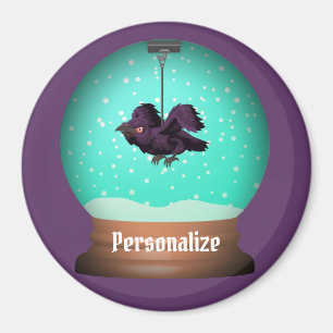 Crow Snow wereldbol raven herfst Unieke paarse got Magneet