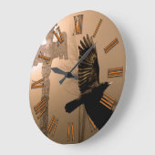 Crow & Totem Pole Native American Art Clock Grote Klok (Hoek)