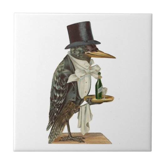 Crow Waiter Tile Tegeltje (Voorkant)