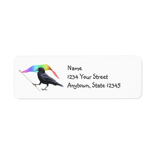Crow with Rainbow Flag Return Address Labels (Voorkant)