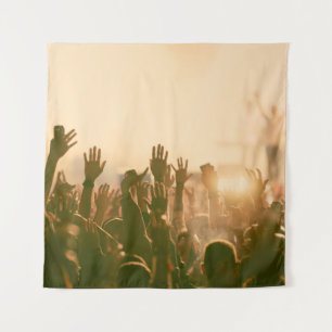 Crowd bij concert - retro-achtige fotoconcert, cro wandkleed