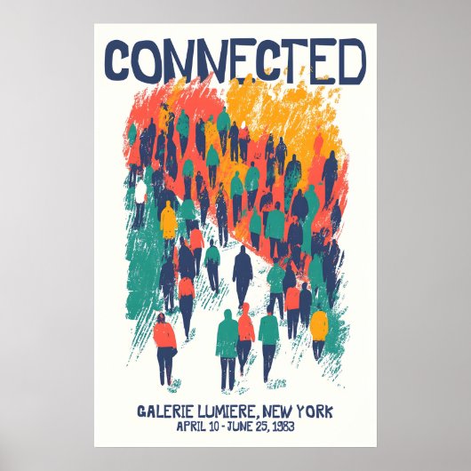 Crowd Illustration Art Print Connected Community (Voorkant)
