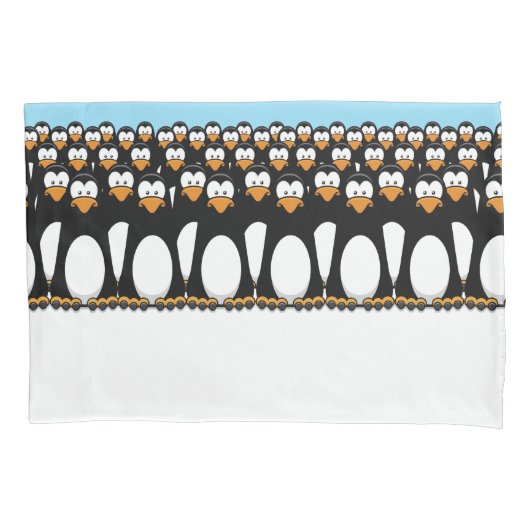Crowd of Funny Cartoon Penguins op sneeuw Kussensloop (Voorkant)