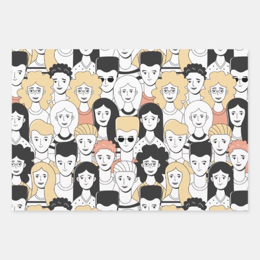 Crowd of People Wrapping Paper Set (Voorkant 2)