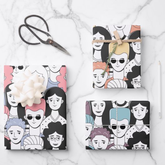 Crowd of People Wrapping Paper Set (Voorkant)