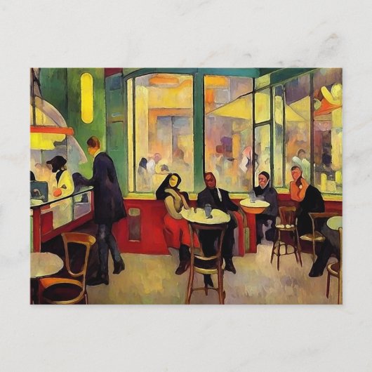 Crowded Coffee Shop in Parijs Briefkaart (Voorkant)
