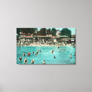 Crowds zwemmen in Alameda BeachAlameda, CA Canvas Afdruk