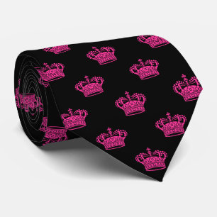 Crown 01 - Hot Pink op zwart Stropdas