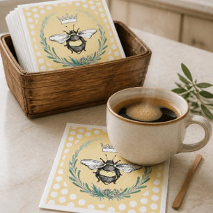 Crown Bee Houten Polka Stip Papieren Servetten