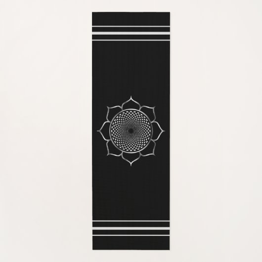 Crown Chakra Mandala & Lotus on Black Yogamat (Voorkant)